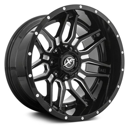 XF OFFROAD XF-222 Gloss Black Milled 20x10 5x127/5x139.7 Wheels | Offset: -12 | Backspace: 5.03 | Bore: 78.1