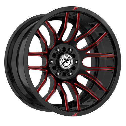XF OFFROAD XF-232 Gloss Black Milled Red 20x10 8x165.1/8x180 Wheels | Offset: -12 | Backspace: nan | Bore: 125.2