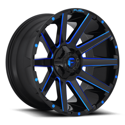 Fuel D644 CONTRA GLOSS BLACK BLUE TINTED CLEAR 22x10 8x165.1 Wheels | Offset: -18 | Backspace: 6.21 | Bore: 125.1