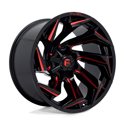 Fuel D755 GLOSS BLACK MILLED WITH RED TINT 22x12 8x165.1 Wheels | Offset: -44 | Backspace: 4.77 | Bore: 125.1