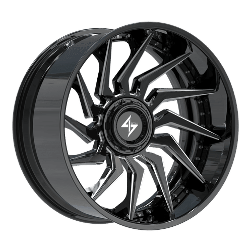 SENTALI BFX BFX4 Gloss Black Lip / Gloss Black Milled Centre 22x12 8x165.1/8x170 Wheels | Offset: -44 | Backspace: nan | Bore: 125.2
