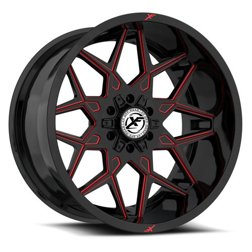 XF OFFROAD XF-238 Gloss Black Milled Red 18x9 6x135/6x139.7 Wheels | Offset: 0 | Backspace: 5 | Bore: 106.4