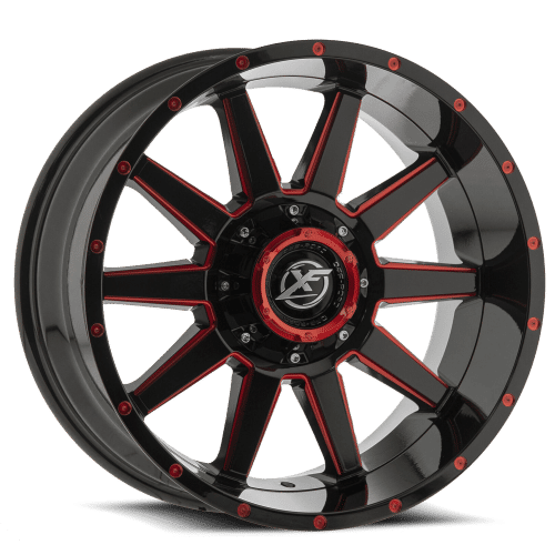 XF OFFROAD XF-219 Black Milled Red 20x10 6x135/6x139.7 Wheels | Offset: -12 | Backspace: 5.03 | Bore: 106.4
