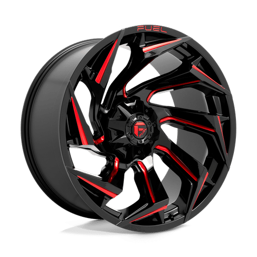 Fuel D755 GLOSS BLACK MILLED WITH RED TINT 24x12 8x180 Wheels | Offset: -44 | Backspace: 4.77 | Bore: 124.2