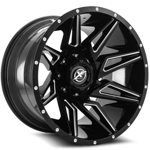 XF OFFROAD XF-218 Gloss Black Milled 20x10 8x165.1/8x170 Wheels | Offset: -24 | Backspace: 115.1 | Bore: 125.2