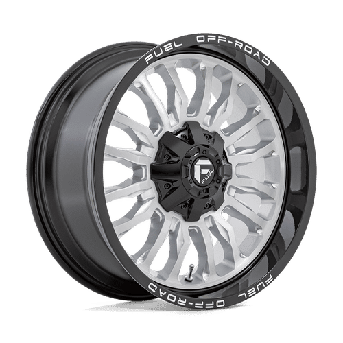 Fuel D798 SILVER BRUSHED FACE WITH MILLED BLACK LIP 20x9 6x135/6x139.7 Wheels | Offset: 1 | Backspace: 5.04 | Bore: 106.1