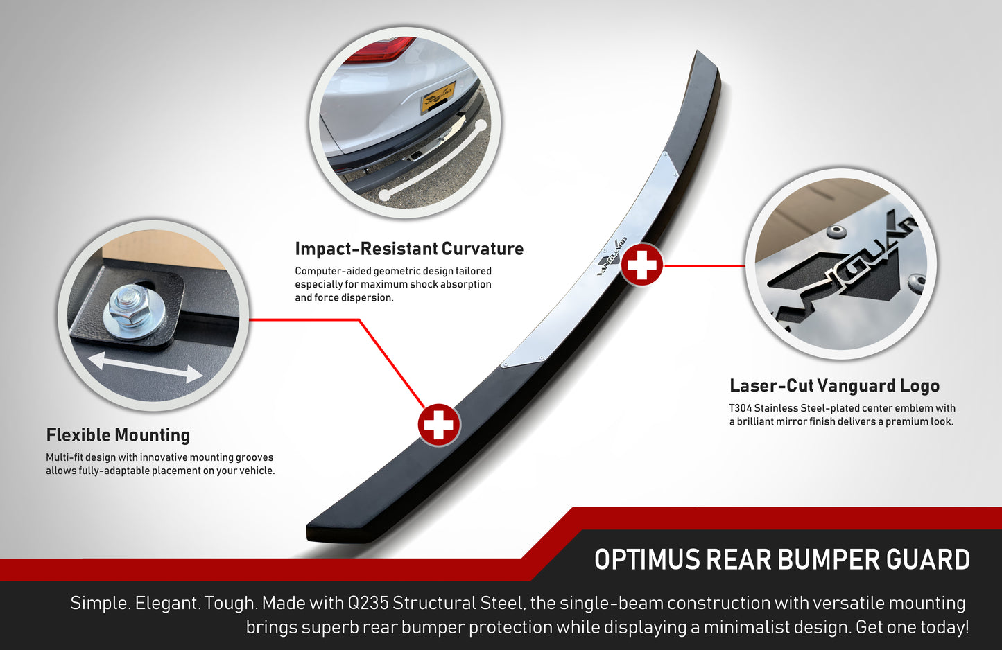 Vanguard Black Powdercoat Rear Guards Rear Bumper Guards Bumper Guard for 2014-2020 acura mdx nan