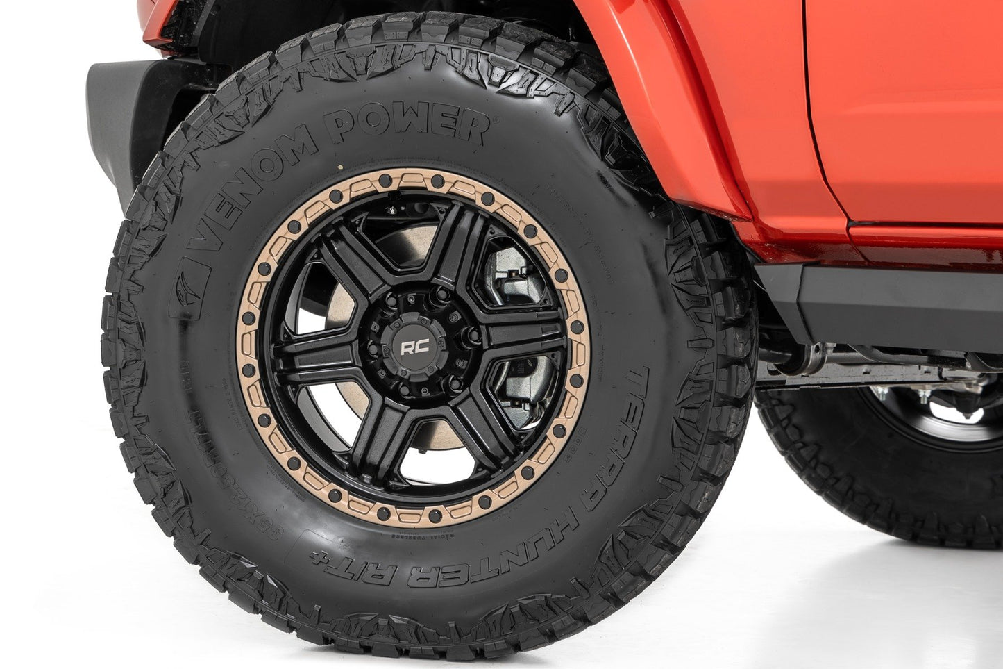 Rough Country 79 Series Wheel | One-Piece | Semi Gloss Black w/Bronze Ring | 15x8 | 5x4.5 | -19mm
