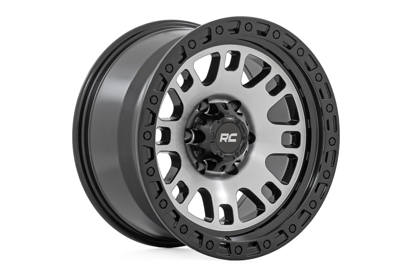Rough Country 82 Series Wheel | One-Piece | Machined Semi Gloss Black | 17x9 | 6x5.5 | -12mm