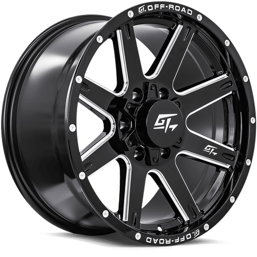 GT OFFROAD Invasion Gloss Black Milled Gloss Black Milled 17x9 5x127/5x139.7 Wheels | Offset: 12 | Backspace: 5.5 | Bore: 78.1