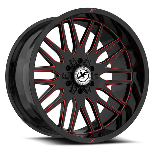 XF OFFROAD XF-240GBML-R Gloss Black Milled Red 20x10 8x165/8x170 Wheels | Offset: -12 | Backspace: 6 | Bore: 125.2