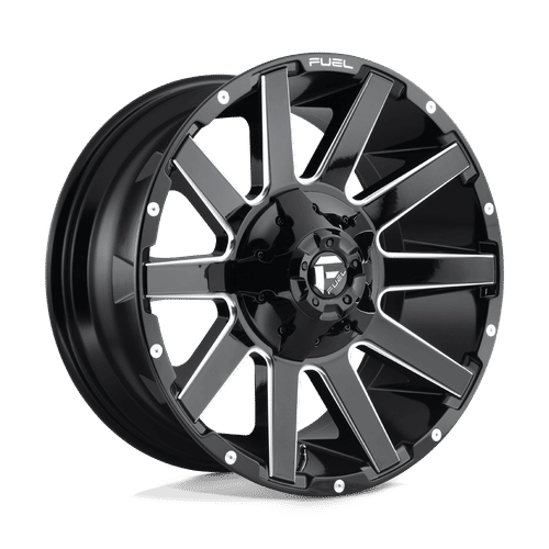 Fuel D615 GLOSS BLACK MILLED 20x9 8x170 Wheels | Offset: 20 | Backspace: 5.79 | Bore: 125.1