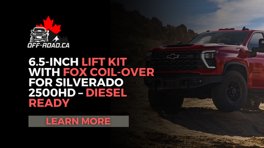 6.5-inch lift kit with FOX coil-over installed on a Silverado 2500HD diesel truck