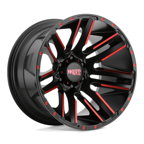 Moto Metal MO978 RAZOR SATIN  BLACK MACHINED RED TINT 20x10 8x165.1 Wheels | Offset: -24 | Backspace: 4.56 | Bore: 125.1