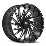 GT OFFROAD Tomahawk Gloss Black Milled Gloss Black Milled 22x12 5x127/5x139.7 Wheels | Offset: -44 | Backspace: 4.75 | Bore: 78.1