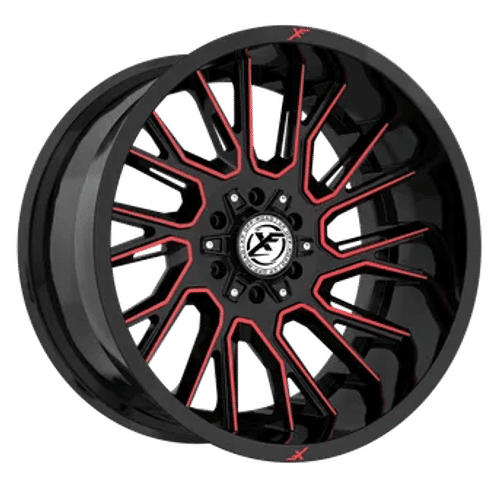 XF OFFROAD XF-230 Black Machined Red 22x10 8x165.1/8x180 Wheels | Offset: -18 | Backspace: nan | Bore: 125.2