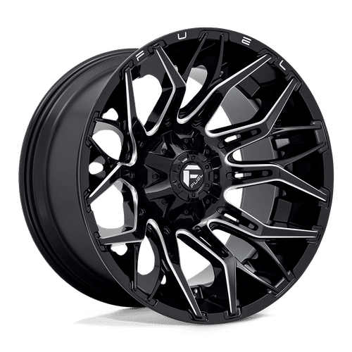 Fuel D769 GLOSSY BLACK MILLED 22x12 8x180 Wheels | Offset: -44 | Backspace: 4.77 | Bore: 124.2