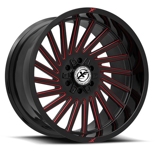 XF OFFROAD XF-239GBMRED Gloss Black Milled Red 22x12 5x127/5x139.7 Wheels | Offset: -44 | Backspace: 4.75 | Bore: 78.1