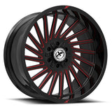 XF OFFROAD XF-239GBMRED Gloss Black Milled Red 22x12 5x127/5x139.7 Wheels | Offset: -44 | Backspace: 4.75 | Bore: 78.1