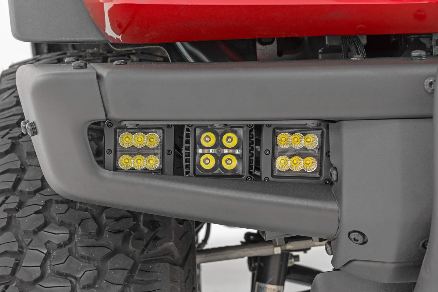 LED Light Kit | Fog Mount | Triple 2" Black Pair | Amber DRL | Ford Bronco (21-23)