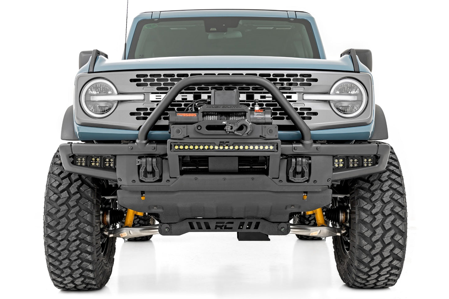 High Winch Mount | All Models | 12000S | 20 Inch Black Single Row LED | Ford Bronco 4wd (2021-2023)