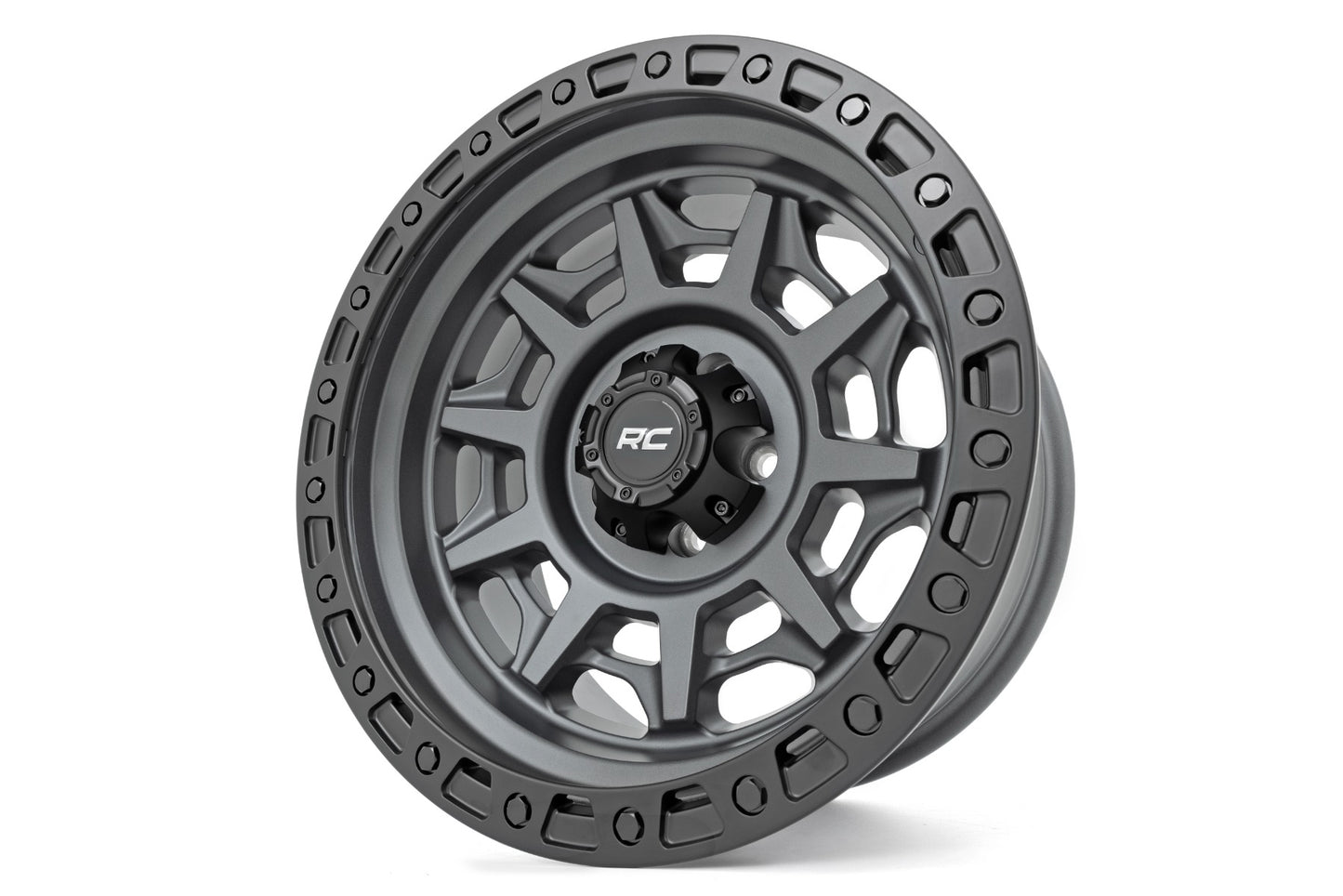 Rough Country 85 Series Wheel | Simulated Beadlock | Gunmetal Gray/Black | 17x9 | 6x5.5 | -12mm