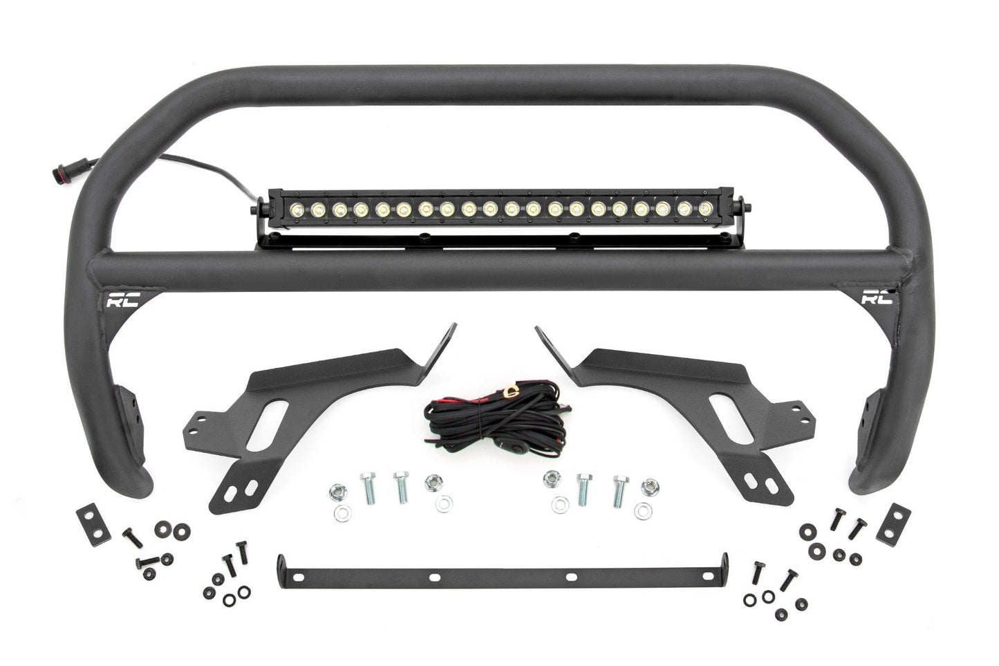 Nudge Bar | w/ Tow Hooks | 20 Inch BLK DRL Single Row LED | Ford Bronco Sport 4WD (21-24)
