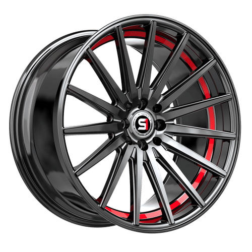 SPEC-1 RACING SP-69GBRU Gloss Black / Red Under Cut 18x8 5x112/5x114.3 Wheels | Offset: 38 | Backspace: 6 | Bore: 73.1