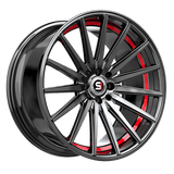 SPEC-1 RACING SP-69GBRU Gloss Black / Red Under Cut 18x8 5x112/5x114.3 Wheels | Offset: 38 | Backspace: 6 | Bore: 73.1