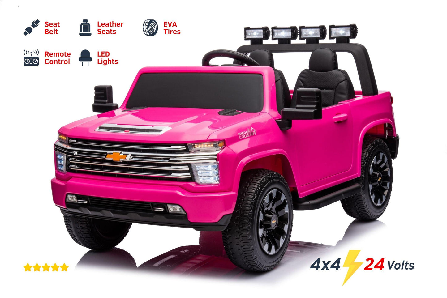 24V 4x4 Chevrolet Silverado 2 Seater Ride on Truck for Kids