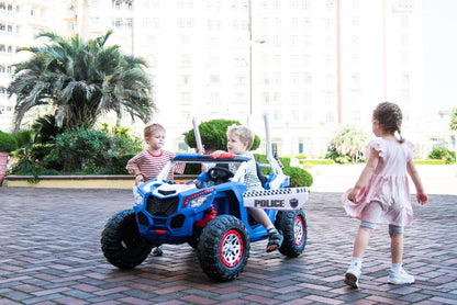 24V Freddo Storm Police UTV 2-Seater for Kids with Lights & Sirens for Action-Packed Adventures