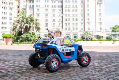 24V Freddo Storm Police UTV 2-Seater for Kids with Lights & Sirens for Action-Packed Adventures