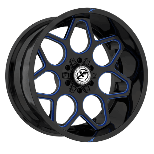 XF OFFROAD XF-233 Gloss Black Milled Blue 20x9 5x127/5x139.7 Wheels | Offset: 12 | Backspace: nan | Bore: 78.1