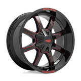 Moto Metal MO970 GLOSS BLACK MILLED WITH RED TINT & MOTO METAL ON LIP 20x9 8x165.1 Wheels | Offset: 0 | Backspace: 5 | Bore: 125.1