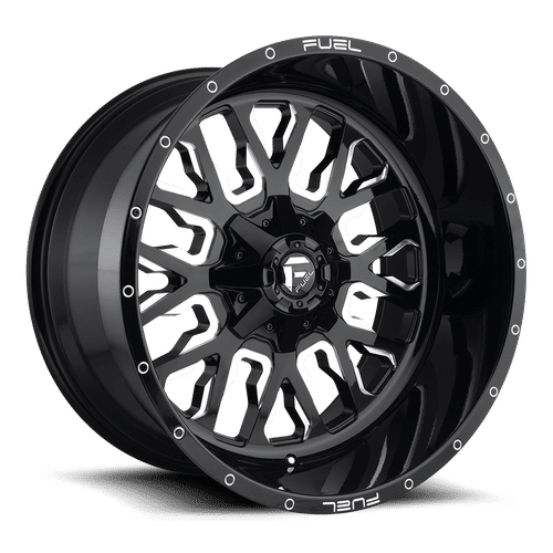Fuel D611 STROKE GLOSS BLACK MILLED 20x12 8x180 Wheels | Offset: -43 | Backspace: 8.19 | Bore: 124.2