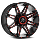 XF OFFROAD XF-220 Gloss Black Red Milling 20x9 6x135/6x139.7 Wheels | Offset: 0 | Backspace: nan | Bore: 125.2