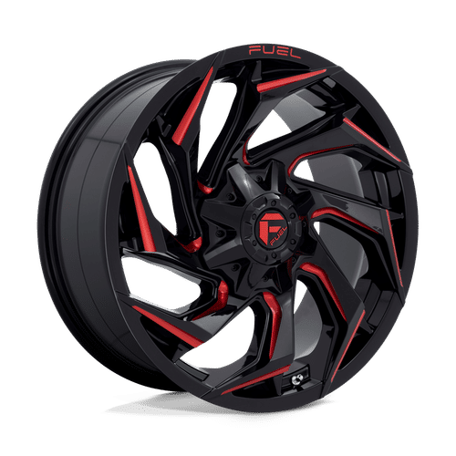 Fuel D755 GLOSS BLACK MILLED WITH RED TINT 20x9 8x165.1 Wheels | Offset: 20 | Backspace: 5.79 | Bore: 125.1