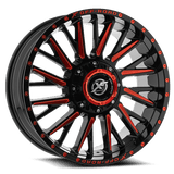 XF OFFROAD XF-226  GLOSS BLACK RED MILLED 20x10 6x135/6x139.7 Wheels | Offset: -24 | Backspace: 4.56 | Bore: 108