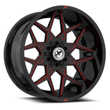 XF OFFROAD XF-238 Gloss Black Milled Red 18x9 6x135/6x139.7 Wheels | Offset: 12 | Backspace: 5.5 | Bore: 106.4