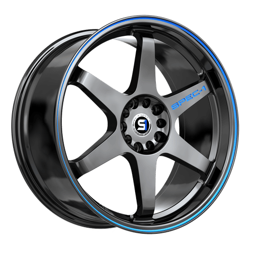 SPEC-1 RACING SPT-33GBBL Gloss Black / Blue Line 17x8 5x105/5x114.3 Wheels | Offset: 38 | Backspace: 6 | Bore: 73.1