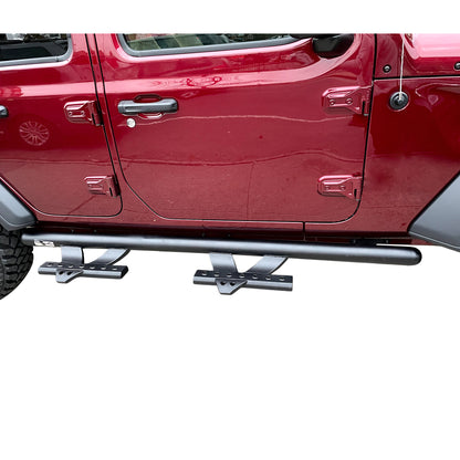 Vanguard Black Powdercoat Side Steps & Running Boards Side Steps Running Board for 2018-2025 jeep wrangler