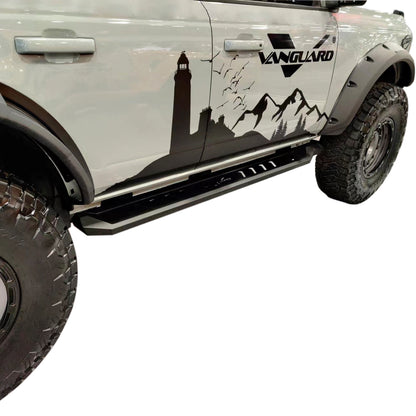 Vanguard Black Powdercoat Side Steps & Running Boards Running Boards Running Board for 2021-2024 ford bronco