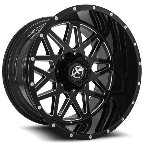 XF OFFROAD XF-211 Gloss Black Milled 20x10 8x165.1/8x170 Wheels | Offset: -24 | Backspace: 4.56 | Bore: 125.2