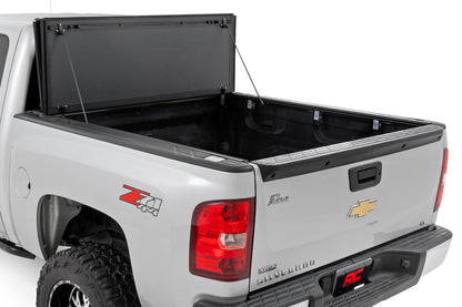 Hard Tri-Fold Flip Up Bed Cover | 5'9" Bed | Rail Caps | Chevy/GMC 1500 (07-13)