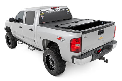 Hard Tri-Fold Flip Up Bed Cover | 5'9" Bed | Rail Caps | Chevy/GMC 1500 (07-13)