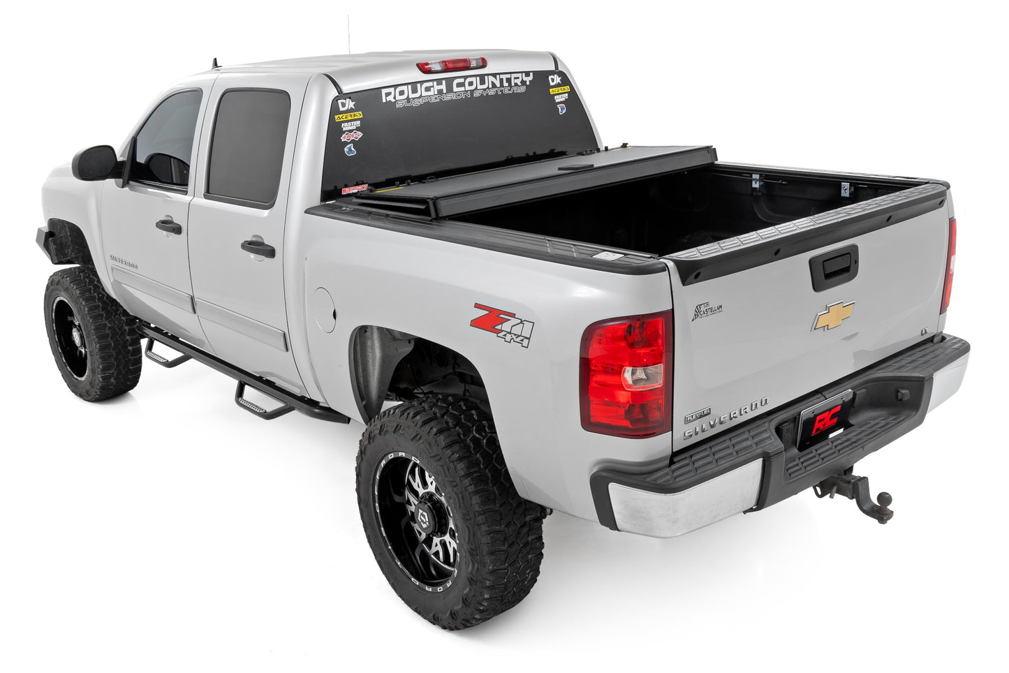 Hard Tri-Fold Flip Up Bed Cover | 5'9" Bed | Rail Caps | Chevy/GMC 1500 (07-13)