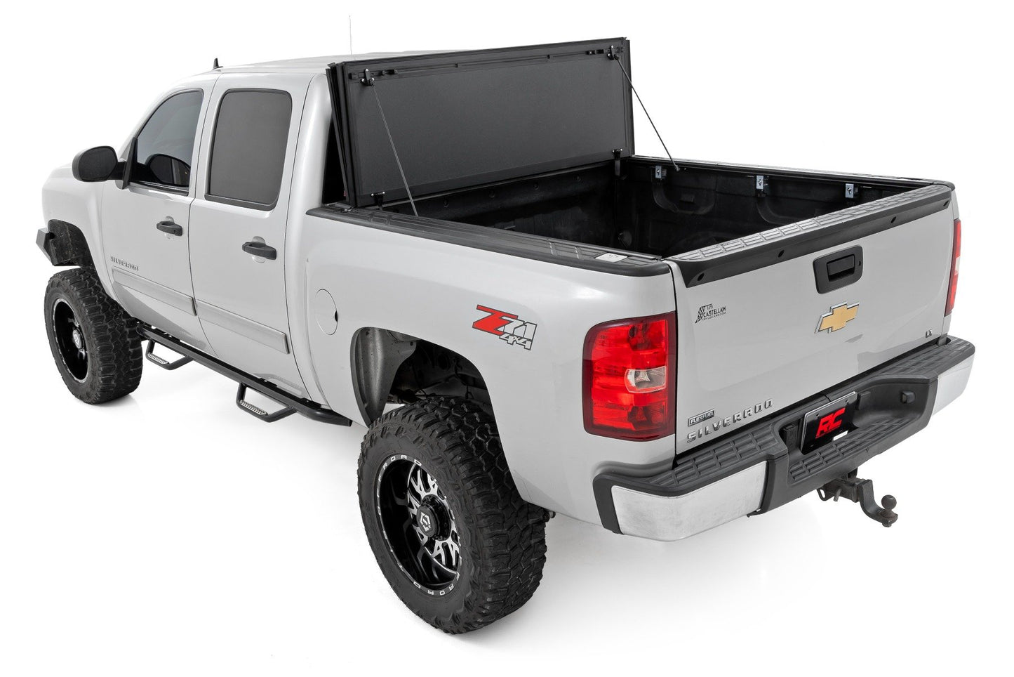 Hard Tri-Fold Flip Up Bed Cover | 5'9" Bed | Rail Caps | Chevy/GMC 1500 (07-13)