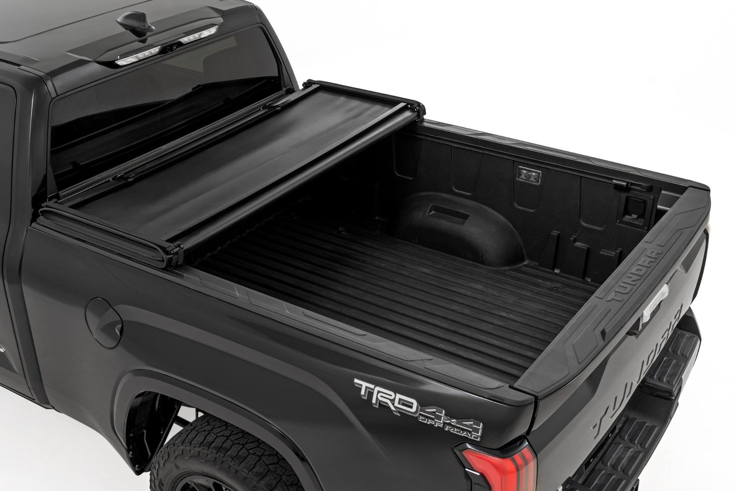 Soft Tri-Fold Bed Cover | 5'7" Bed | with and w/o OE Rail | Toyota Tundra (22-25)