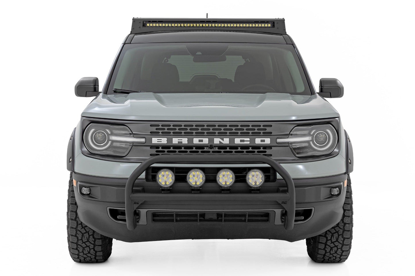 Nudge Bar | w/ Tow Hooks | 20 Inch BLK DRL Single Row LED | Ford Bronco Sport 4WD (21-24)