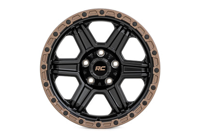 Rough Country 79 Series Wheel | One-Piece | Semi Gloss Black w/Bronze Ring | 18x9 | 6x5.5 |-12mm